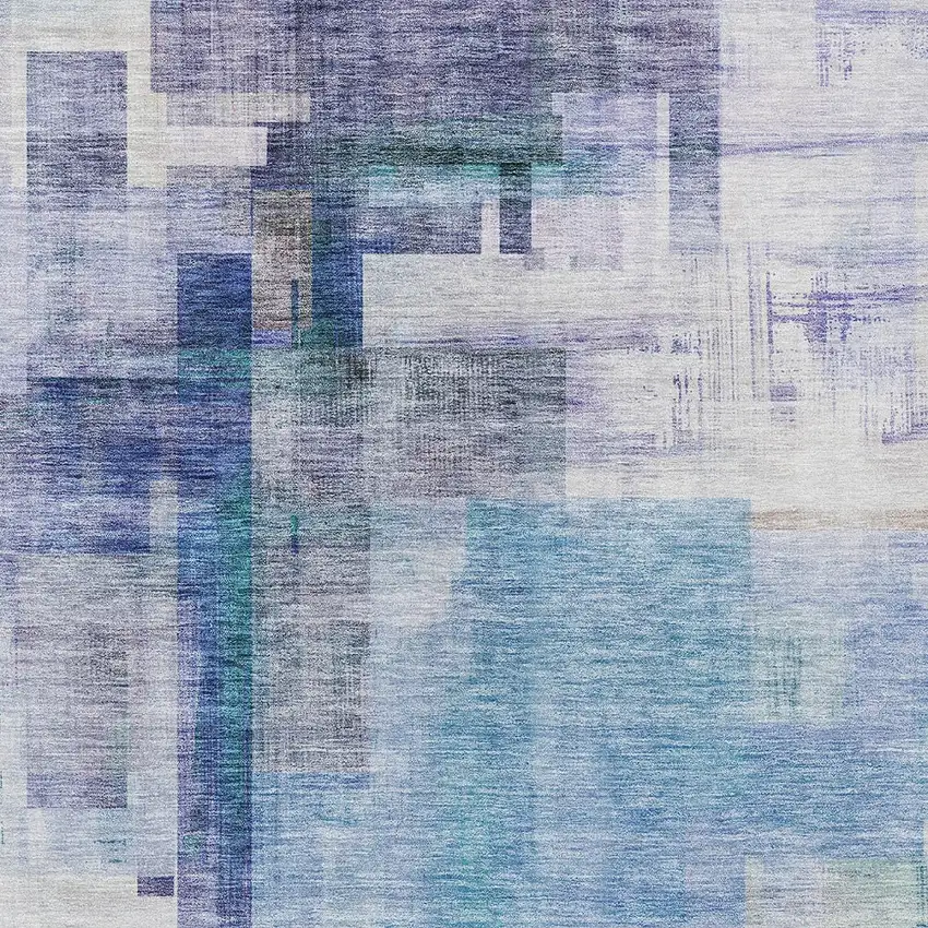 Blue Ivory And Gray Abstract Washable Indoor Outdoor Area Rug Photo 5