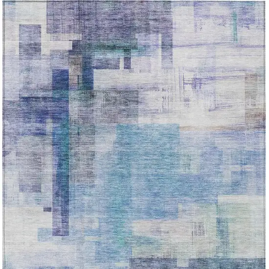 Blue Ivory And Gray Abstract Washable Indoor Outdoor Area Rug Photo 6
