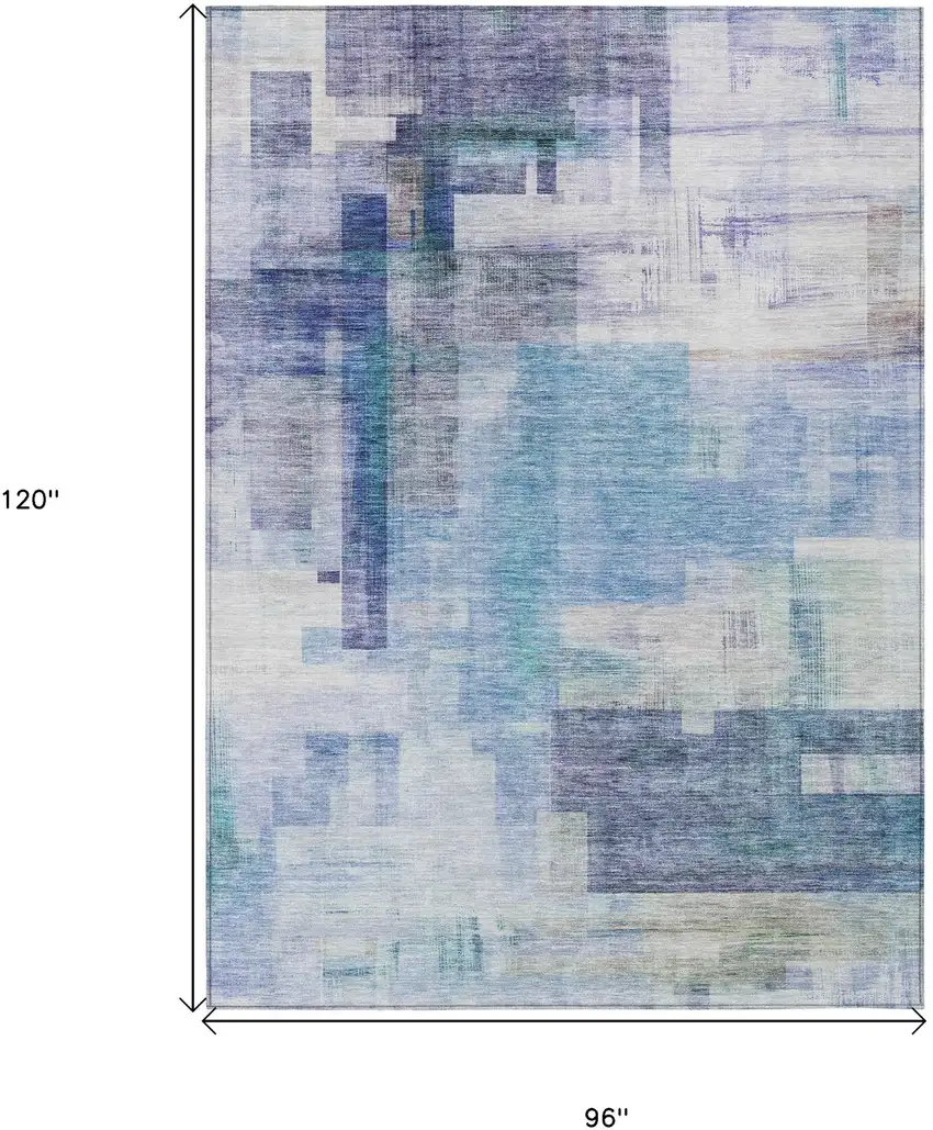 Blue Ivory And Gray Abstract Washable Indoor Outdoor Area Rug Photo 7
