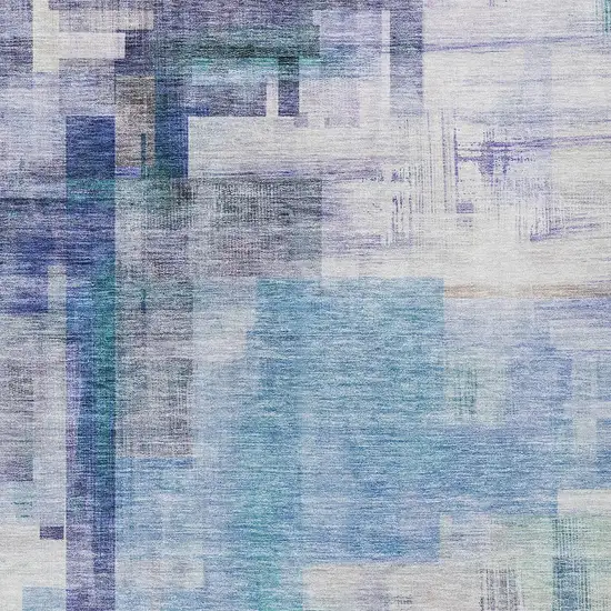 Blue Ivory And Gray Abstract Washable Indoor Outdoor Area Rug Photo 5