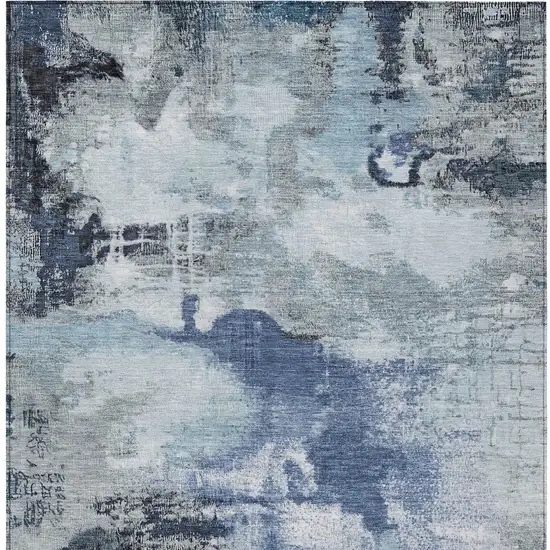 Blue Ivory And Gray Abstract Washable Indoor Outdoor Area Rug Photo 9