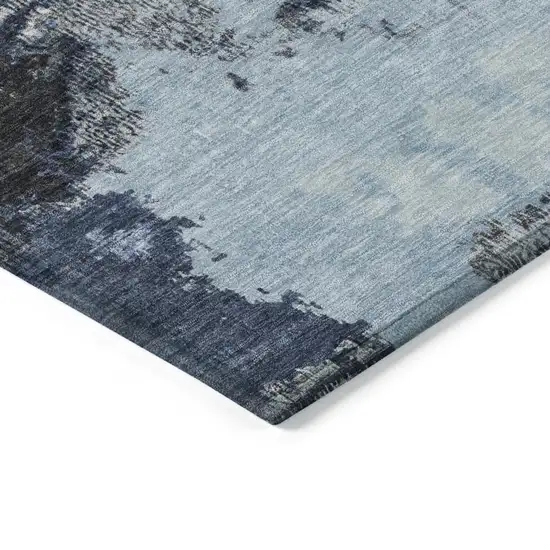 Blue Ivory And Gray Abstract Washable Indoor Outdoor Area Rug Photo 9