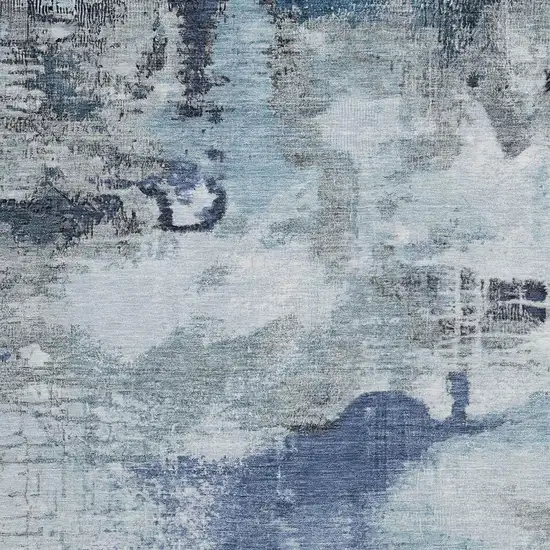 Blue Ivory And Gray Abstract Washable Indoor Outdoor Area Rug Photo 3