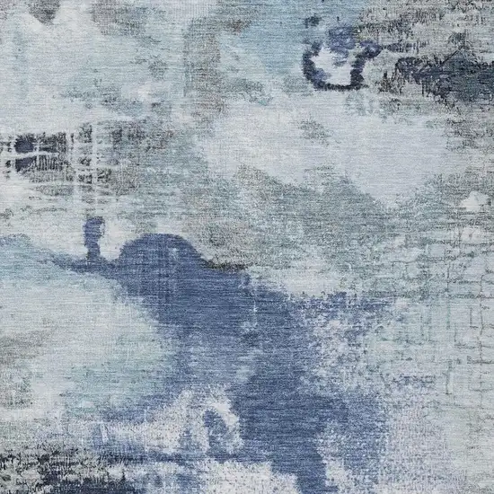 Blue Ivory And Gray Abstract Washable Indoor Outdoor Area Rug Photo 3