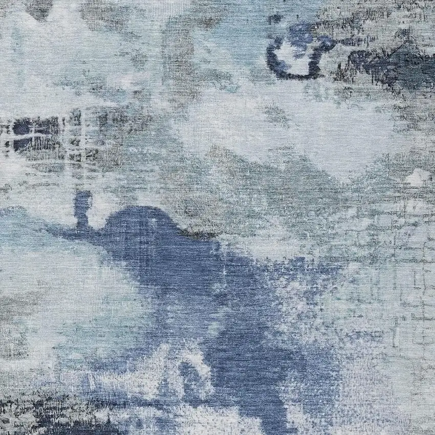Blue Ivory And Gray Abstract Washable Indoor Outdoor Area Rug Photo 3