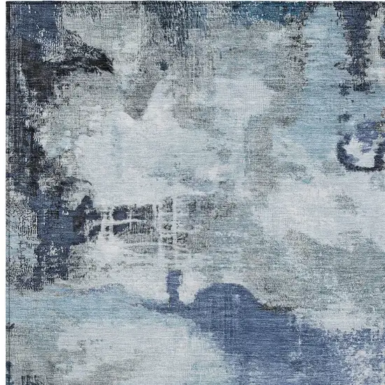 Blue Ivory And Gray Abstract Washable Indoor Outdoor Area Rug Photo 7