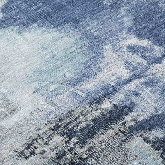 Blue Ivory And Gray Abstract Washable Indoor Outdoor Area Rug Photo 9