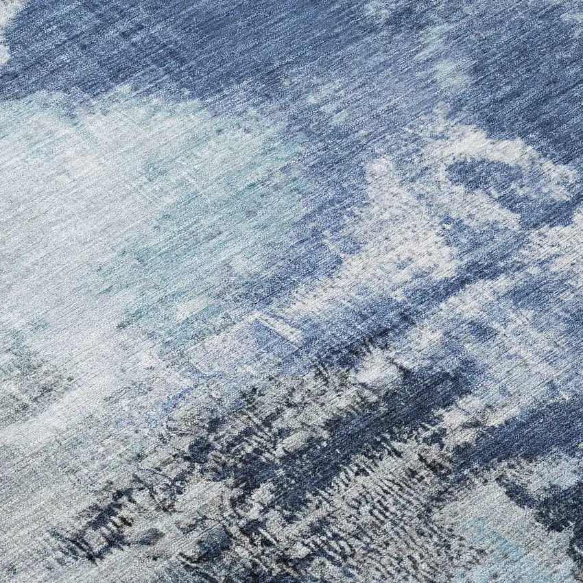 Blue Ivory And Gray Abstract Washable Indoor Outdoor Area Rug Photo 9