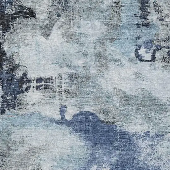 Blue Ivory And Gray Abstract Washable Indoor Outdoor Area Rug Photo 3