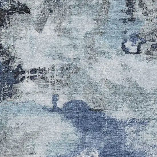 Blue Ivory And Gray Abstract Washable Indoor Outdoor Area Rug Photo 6