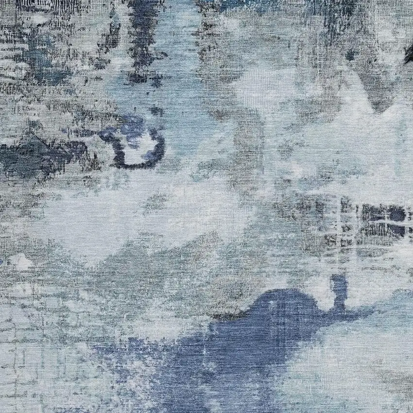 Blue Ivory And Gray Abstract Washable Indoor Outdoor Area Rug Photo 3