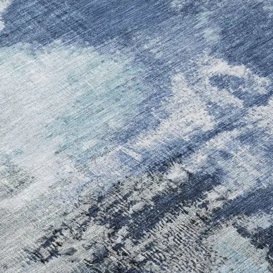 Blue Ivory And Gray Abstract Washable Indoor Outdoor Area Rug Photo 8