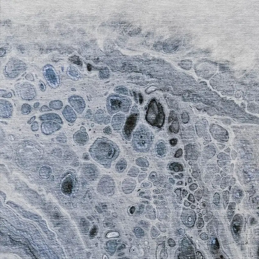 Blue Ivory And Gray Abstract Washable Indoor Outdoor Area Rug Photo 3