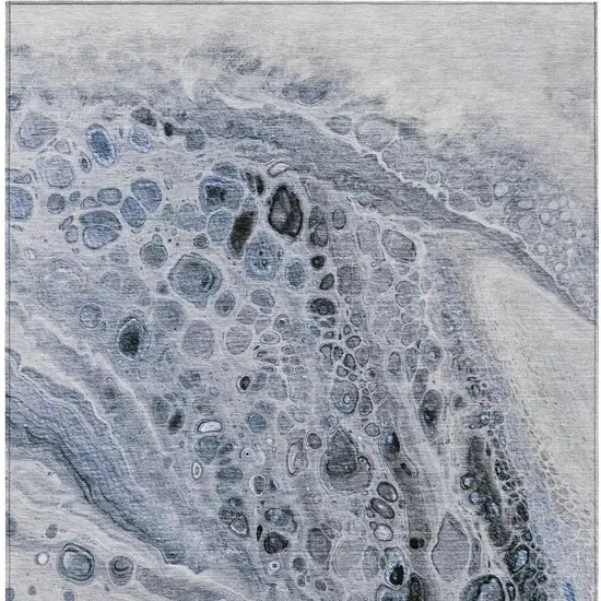 Blue Ivory And Gray Abstract Washable Indoor Outdoor Area Rug Photo 4