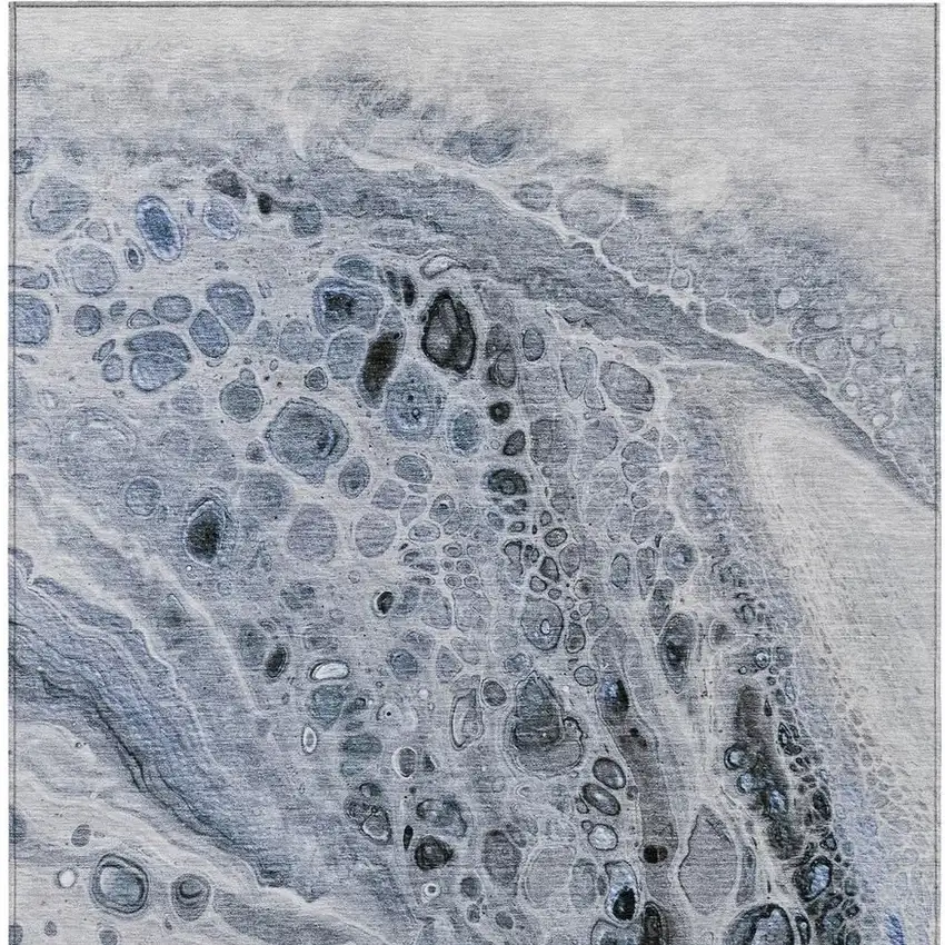 Blue Ivory And Gray Abstract Washable Indoor Outdoor Area Rug Photo 4