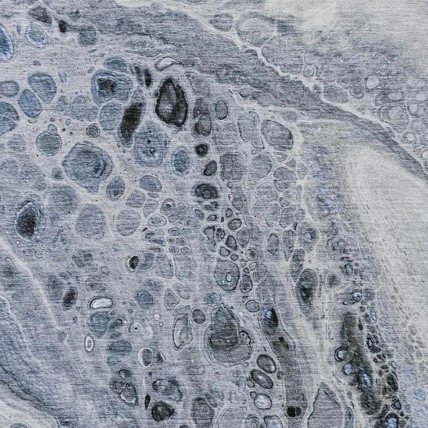 Blue Ivory And Gray Abstract Washable Indoor Outdoor Area Rug Photo 3