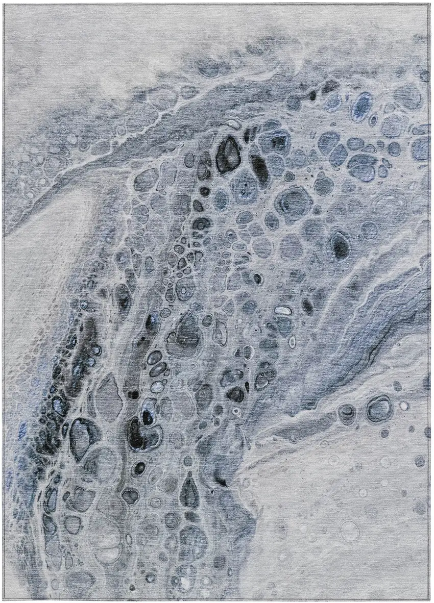 Blue Ivory And Gray Abstract Washable Indoor Outdoor Area Rug Photo 9