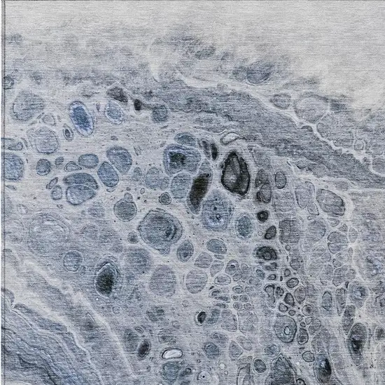 Blue Ivory And Gray Abstract Washable Indoor Outdoor Area Rug Photo 3