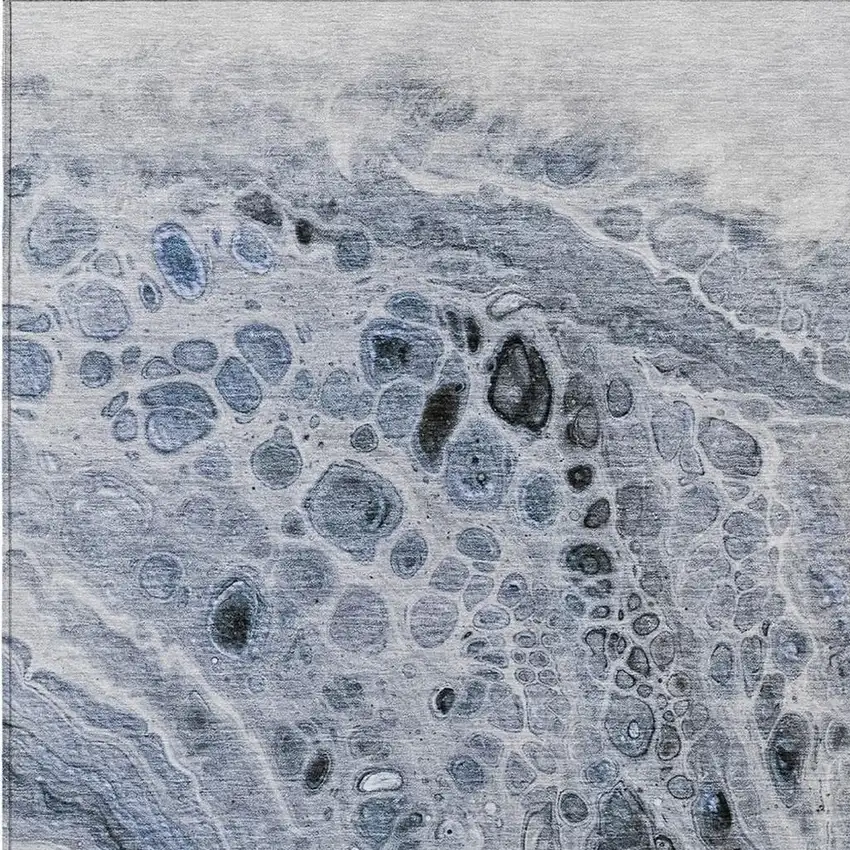 Blue Ivory And Gray Abstract Washable Indoor Outdoor Area Rug Photo 3