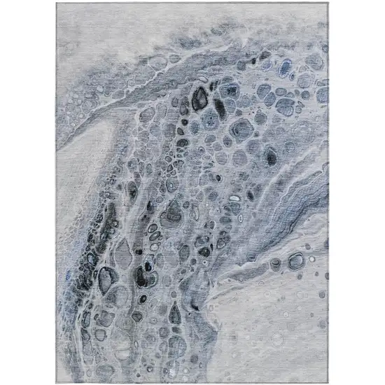 Blue Ivory And Gray Abstract Washable Indoor Outdoor Area Rug Photo 4