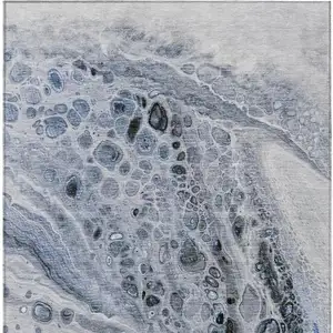 Photo of Blue Ivory And Gray Abstract Washable Indoor Outdoor Area Rug