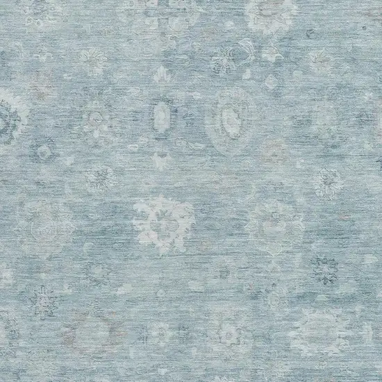 Blue Ivory And Gray Damask Washable Indoor Outdoor Area Rug Photo 3