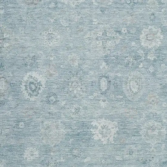 Blue Ivory And Gray Damask Washable Indoor Outdoor Area Rug Photo 3