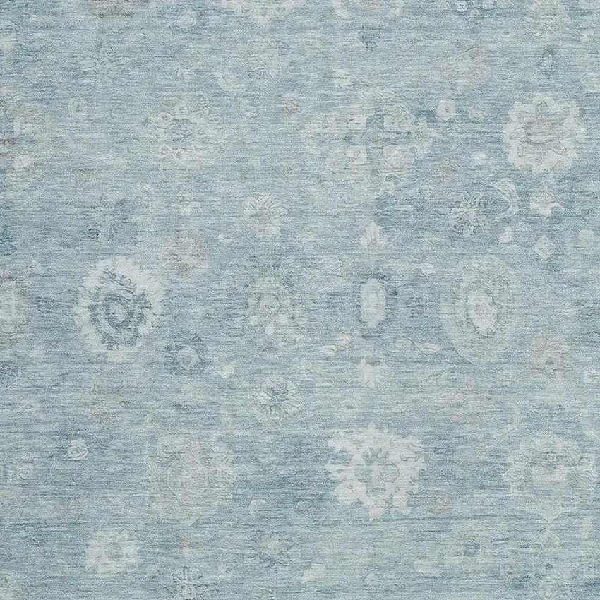 Blue Ivory And Gray Damask Washable Indoor Outdoor Area Rug Photo 3