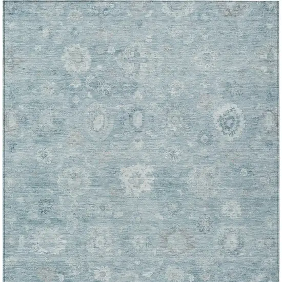 Blue Ivory And Gray Damask Washable Indoor Outdoor Area Rug Photo 9