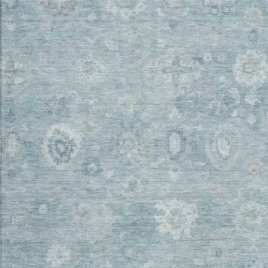 Blue Ivory And Gray Damask Washable Indoor Outdoor Area Rug Photo 3