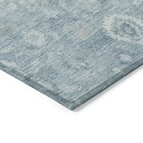 Blue Ivory And Gray Damask Washable Indoor Outdoor Area Rug Photo 6