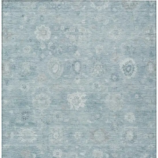 Blue Ivory And Gray Damask Washable Indoor Outdoor Area Rug Photo 4