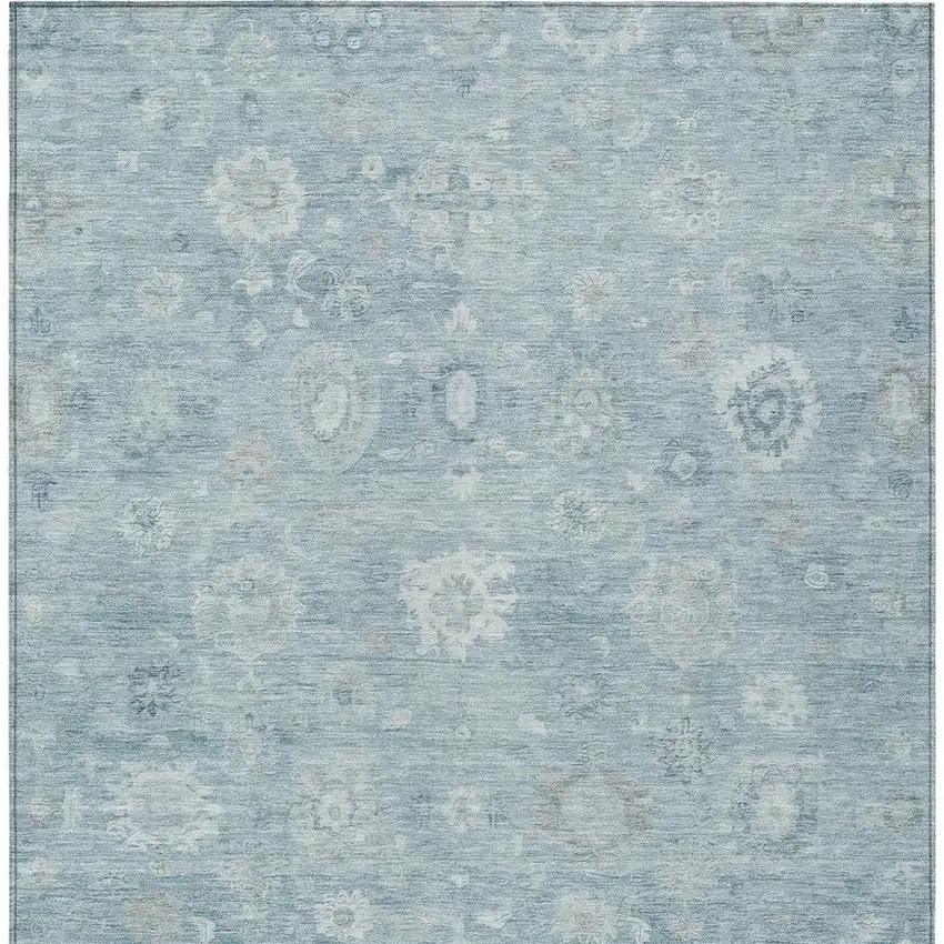 Blue Ivory And Gray Damask Washable Indoor Outdoor Area Rug Photo 4