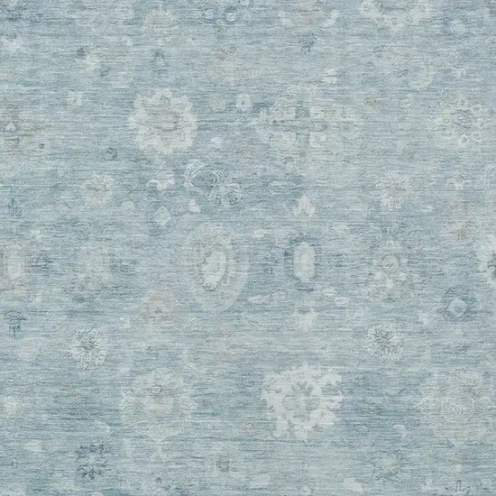Blue Ivory And Gray Damask Washable Indoor Outdoor Area Rug Photo 7