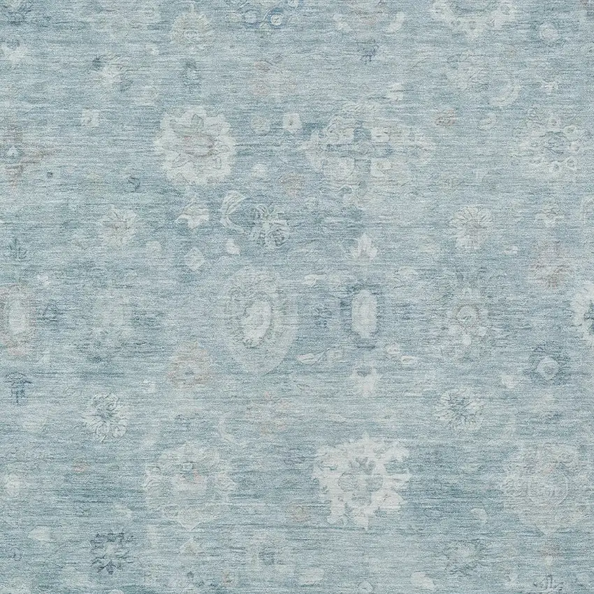 Blue Ivory And Gray Damask Washable Indoor Outdoor Area Rug Photo 7