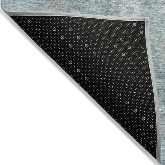 Blue Ivory And Gray Damask Washable Indoor Outdoor Area Rug Photo 8