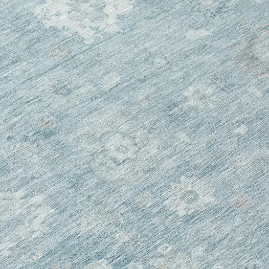 Blue Ivory And Gray Damask Washable Indoor Outdoor Area Rug Photo 9