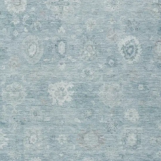 Blue Ivory And Gray Damask Washable Indoor Outdoor Area Rug Photo 3