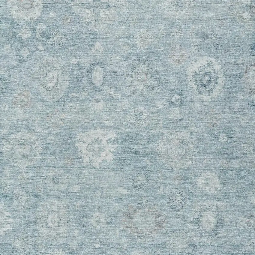 Blue Ivory And Gray Damask Washable Indoor Outdoor Area Rug Photo 3