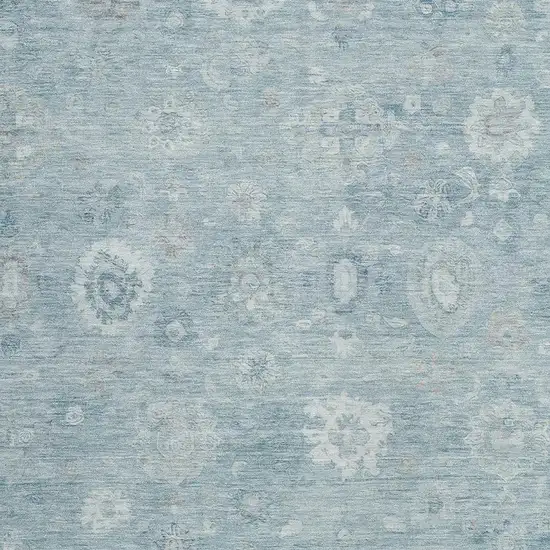 Blue Ivory And Gray Damask Washable Indoor Outdoor Area Rug Photo 3