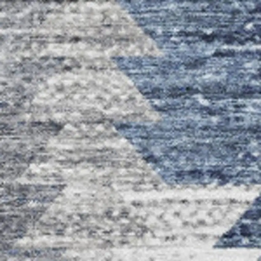 Blue Ivory And Gray Geometric Washable Area Rug With UV Protection Photo 8