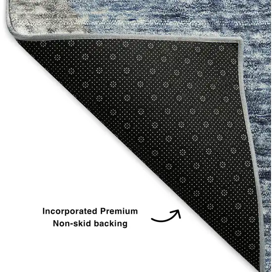 Blue Ivory And Gray Geometric Washable Area Rug With UV Protection Photo 8