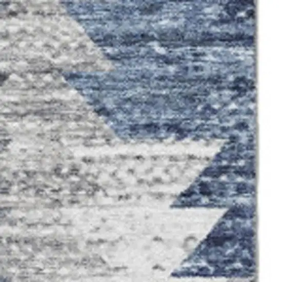 Blue Ivory And Gray Geometric Washable Area Rug With UV Protection Photo 3