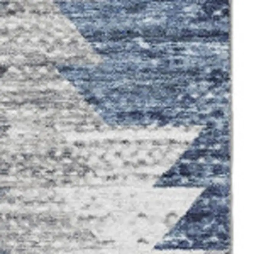 Blue Ivory And Gray Geometric Washable Area Rug With UV Protection Photo 3