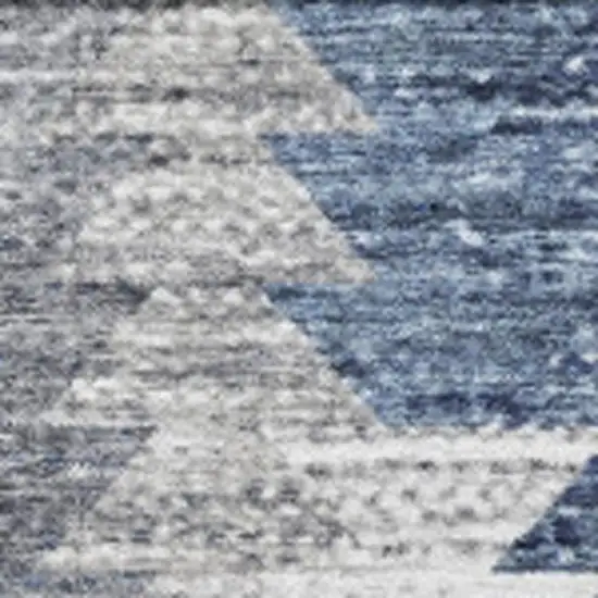 Blue Ivory And Gray Geometric Washable Area Rug With UV Protection Photo 8