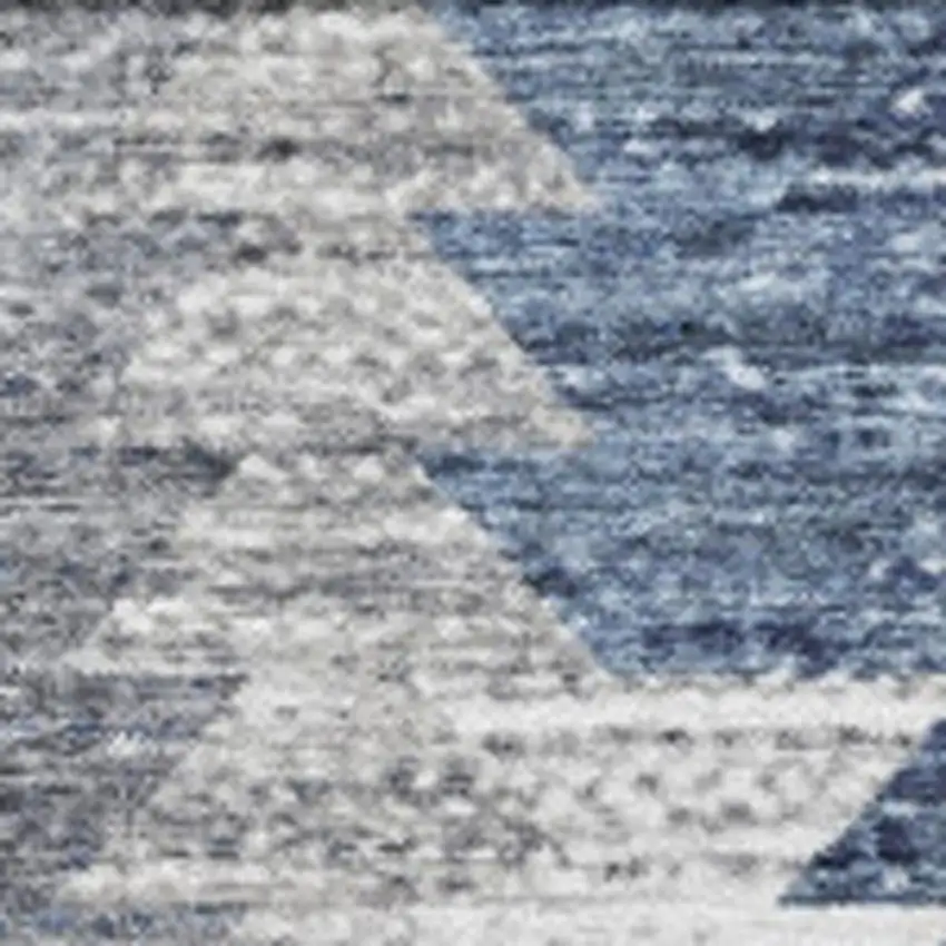 Blue Ivory And Gray Geometric Washable Area Rug With UV Protection Photo 8