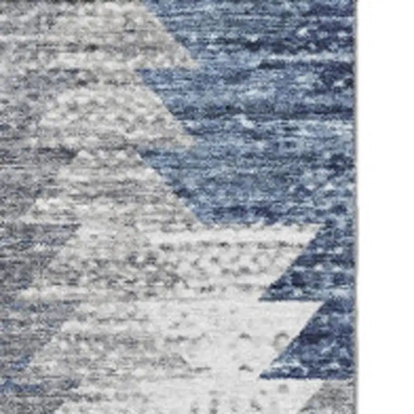 Blue Ivory And Gray Geometric Washable Area Rug With UV Protection Photo 9