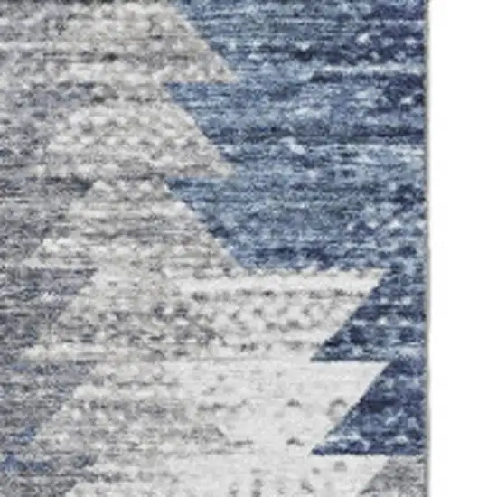 Blue Ivory And Gray Geometric Washable Area Rug With UV Protection Photo 8