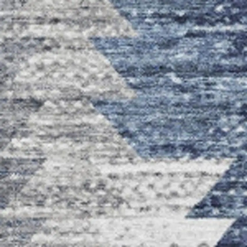 Blue Ivory And Gray Geometric Washable Area Rug With UV Protection Photo 7