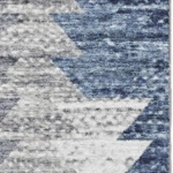 Blue Ivory And Gray Geometric Washable Area Rug With UV Protection Photo 3